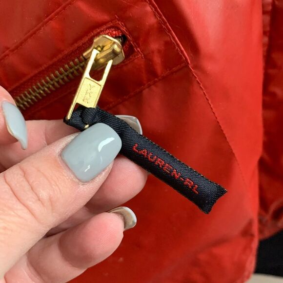 Vintage Ralph Lauren Red Solid Nylon Vest sz S EUC - Picture 4 of 6